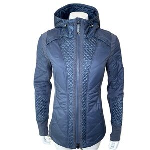 Athleta Rock Ridge PrimaLoft Quilted Jacket S Hooded Puffer Gray 350851